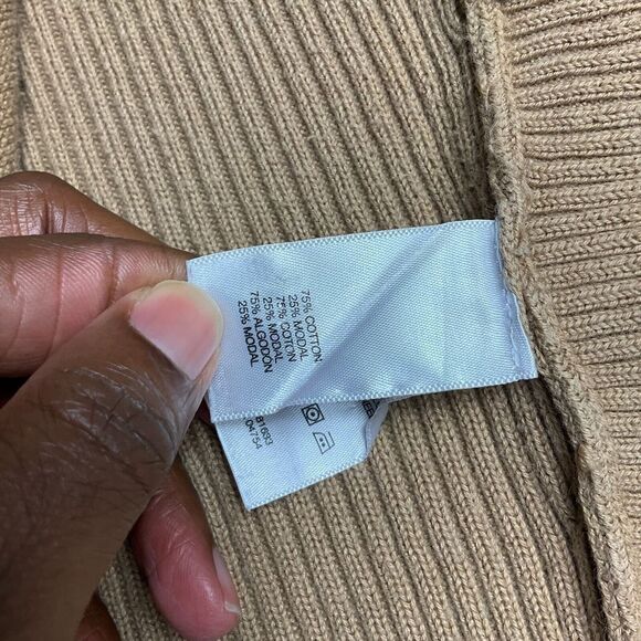 Kenneth  Cole New York Womens Open Front Cardigan Beige Zip Waist Sweater XS - Picture 7 of 11